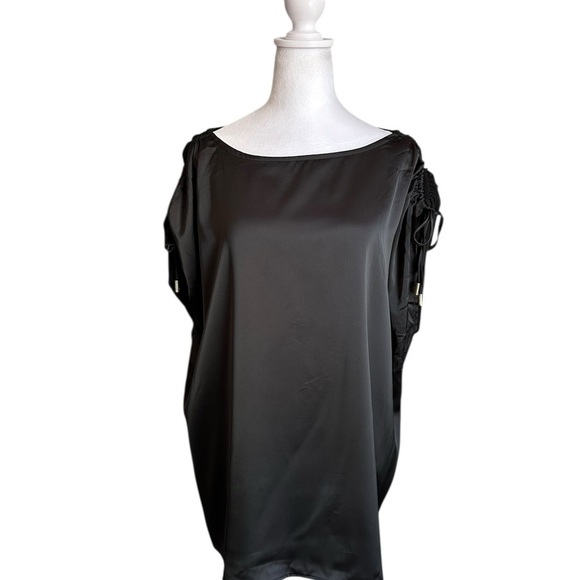 Nine West Ruched Shoulder Tie Elegant Black Women's Top Size 3X NWT - Picture 3 of 17
